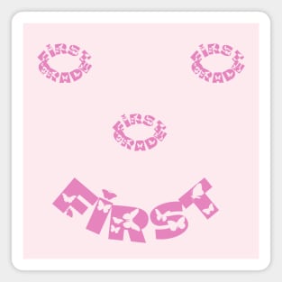 First Grade Smiley Face butterfly font Magnet